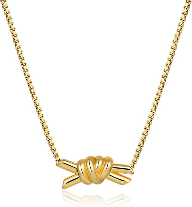 Gold Knot Pendant Necklace for Women Dainty Gold Necklace Love Knot Necklace Statement Jewelry