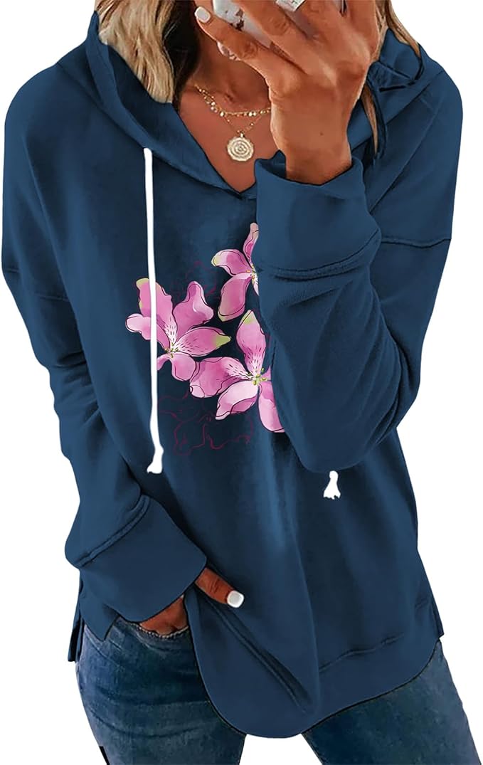 Women's Brick Red Hoodie Pullover Sweatshirt Cotton Blend Loose Fit Long Sleeve Fall Winter Top