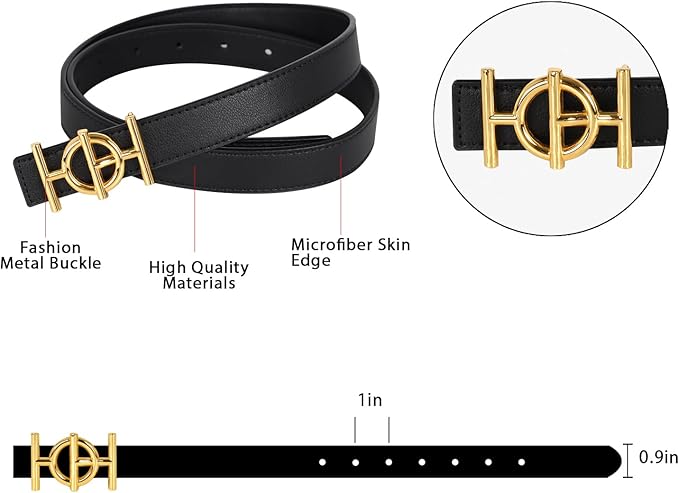 Relang Women's Belts with Gold Buckle, Fashion Waist Band, Elegant Ladies' Belt, Gift for Women