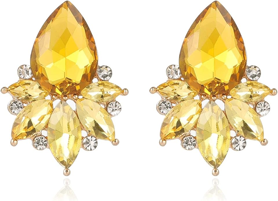 Vintage Rhinestone Earrings Fancy Crystal Cluster Drop Earrings Art Deco Earrings for Women