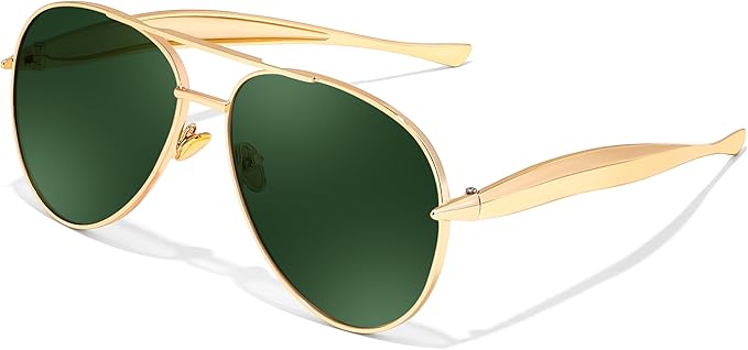 FEISEDY Oversized Aviator Sunglasses Women Men - Retro Gold Metal Chunky Frame, UV400 for Driving & Daily Wear B0311