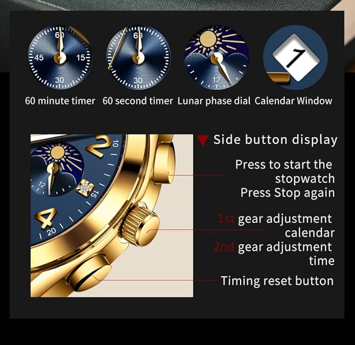 OLEVS Men's Watches Brown Leather with Date,Casual Watches for Men,Large Face Watches Men,Chronograph Mens Watch,Sport Waterproof Business Dress Analog Quartz Men's Wrist Watches Reloj De Hombre