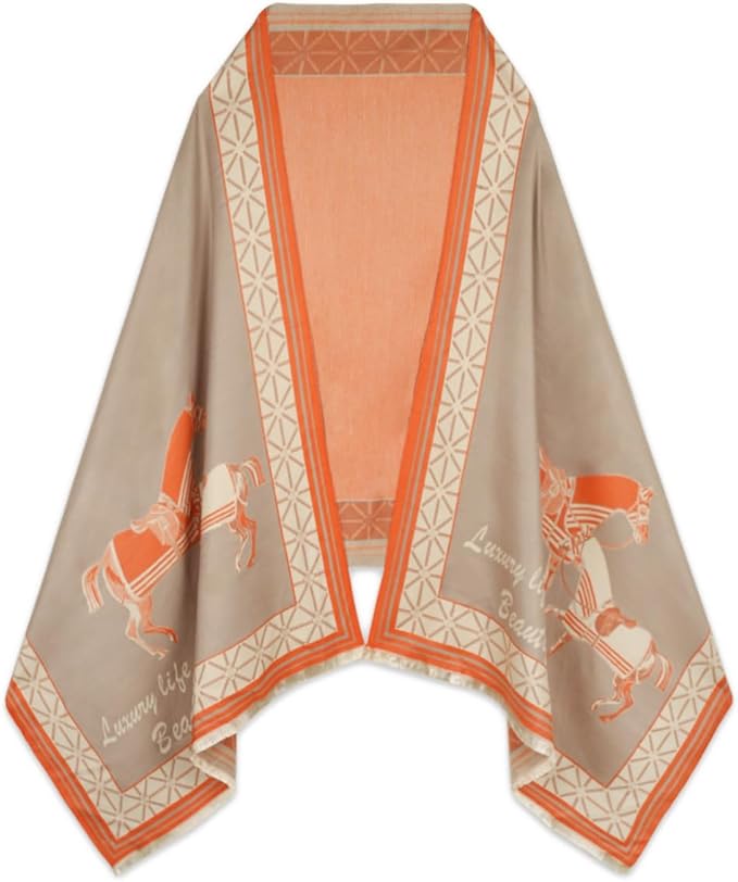 EXTREE Scarfs for Women Pashmina Silky Shawl Wrap for Evening Dressing Blanket Open Front Poncho Cape