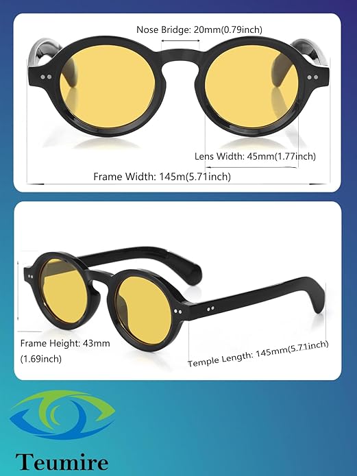 Trendy Round Polarized Sunglasses for Men Women Chunky Hippie Costume Sun Glasses 90s Circle Retro Style