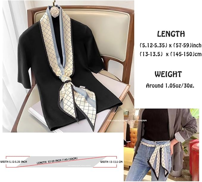 Livrerpi Silk Feeling Head Scarf Fashion Satin Hair Scarf Square Long Scarves for Women Gifts