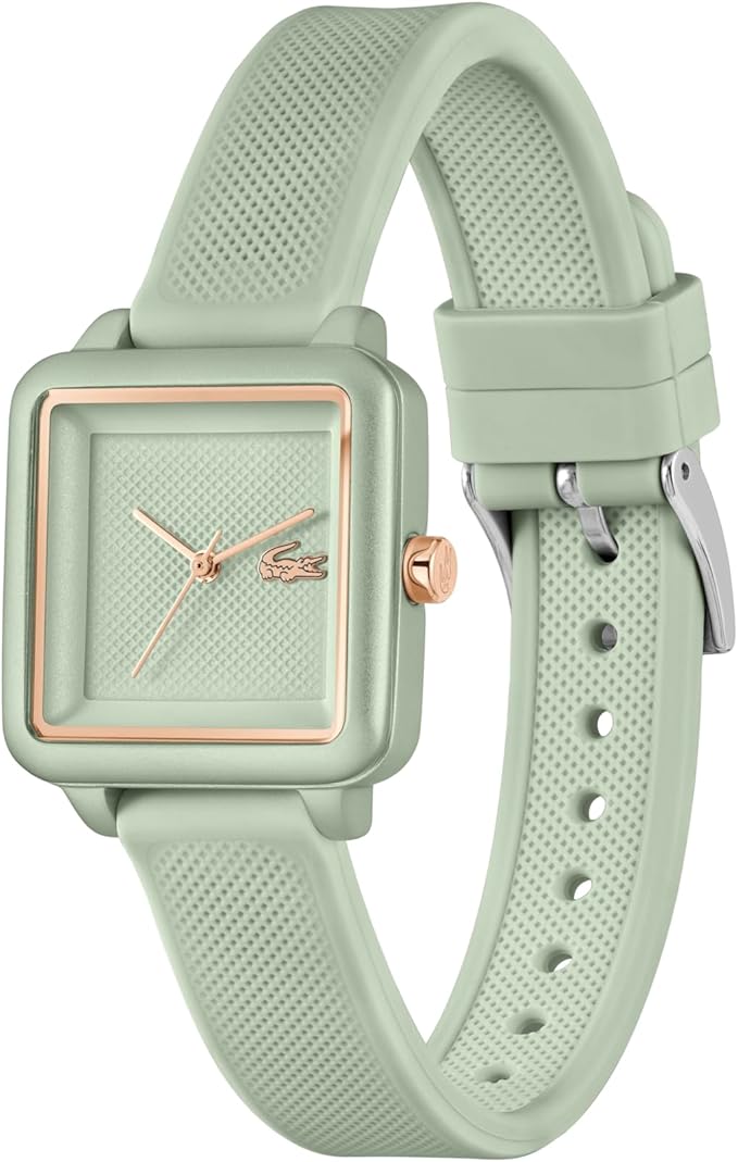 Lacoste.12.12 Flow Women's 3H Quartz Watch - Slim Silicone Strap - Square Case - Water Resistant up to 3ATM/30 Meters - Minimalist Elegance for Her - 26mm