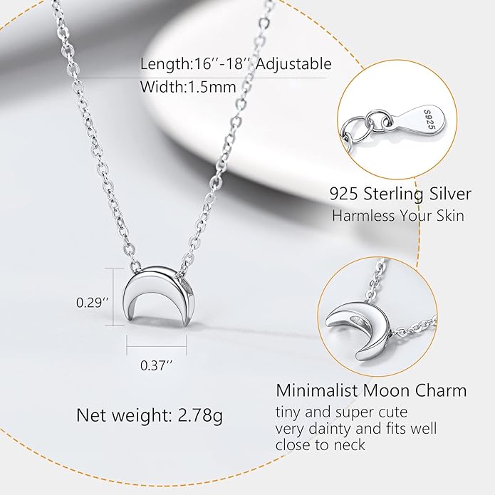 PROSILVER 925 Sterling Silver Necklace for Women | Dainty Delicate Adjustable Choker with Heart/Star/Moon/Vertical Bar Pendant, Hypoallergenic Tarnish Resistant Everyday Jewelry Gift for Her