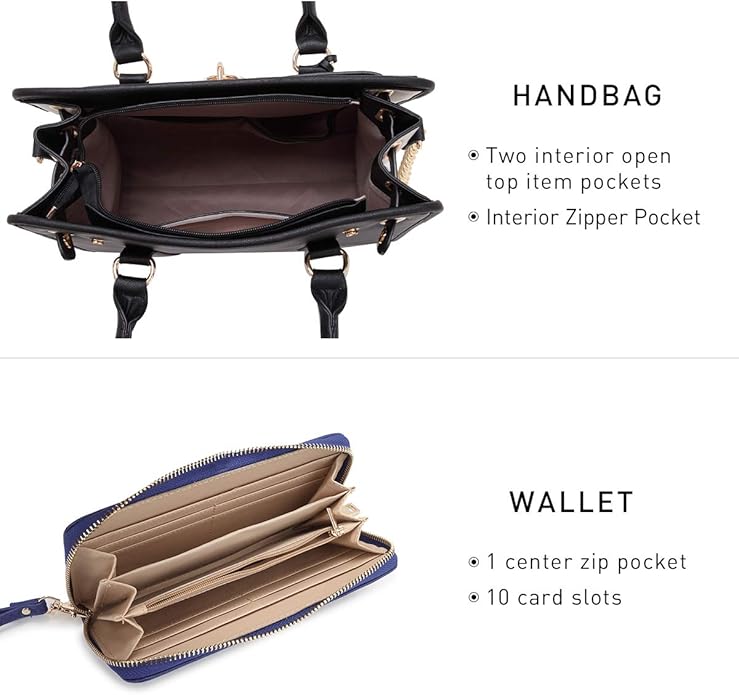 Dasein Handbags Purses Set for Women Top Handle Satchel Shoulder Bags Large Work Tote Bag with Matching Wallet