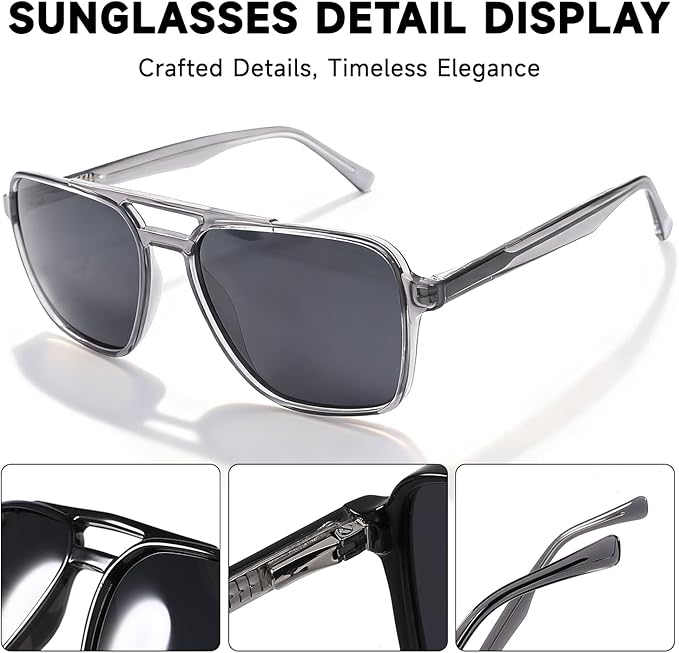Polarized Retro Aviator Sunglasses Men Women, 70s Fashion Sun Glasse With UV400 Classic Acetate Frame