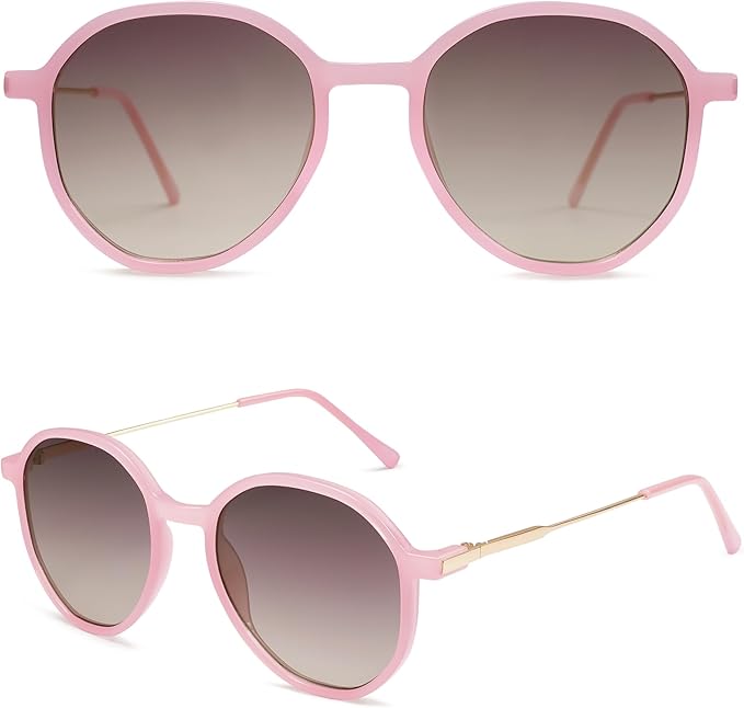 SOJOS Trendy Designer Hexagon Round Sunglasses for Women Fashion Big Shades Geometric Women Sunglasses SJ2181
