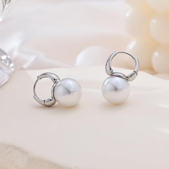 CHESKY Christmas Gifts Pearl Earrings for Women, Dainty 14K Gold Plated/Silver Plated Drop Quality Handpicked AAA+ Freshwater Cultured Round Pearls Dangle Earrings Wedding Jewelry for Women Gifts