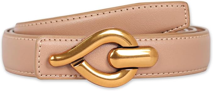 Women's Fashion Classic Metal Buckle Leather Belt with Jeans Dress
