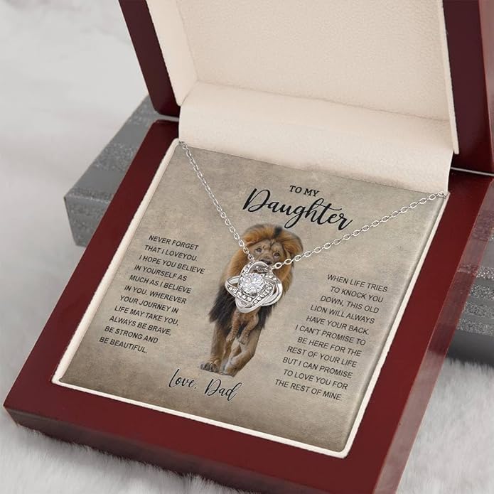 VIRAGIL To My Daughter Gift Necklace From Dad or Mom - Badass Daughter Jewelry With Heartfelt Message & Elegant Box