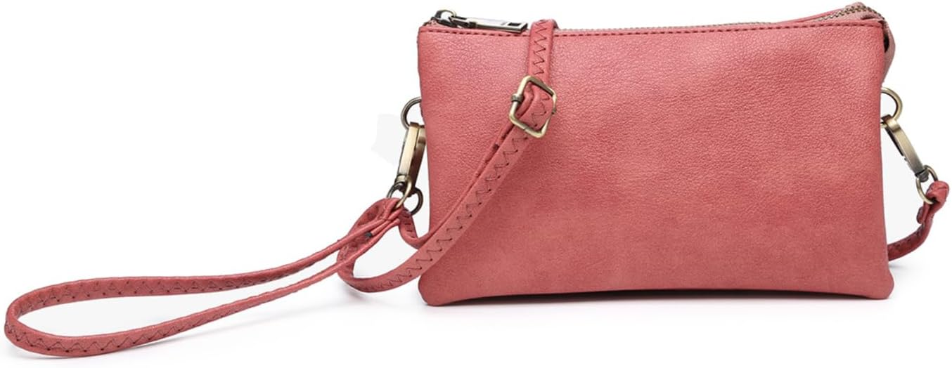 JEN & CO. Riley Small Crossbody Bags for Women Vegan Leather Wristlet Clutch Wallet Purses Handbags with 2 Straps