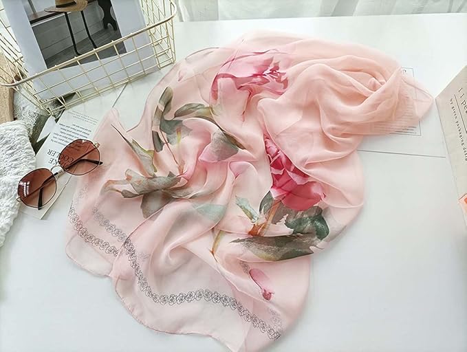 Pokeedioty Women’s Scarf Lightweight Elegant Floral Pattern Scarf Fashion Scarves Sheer Scarfs Shawls