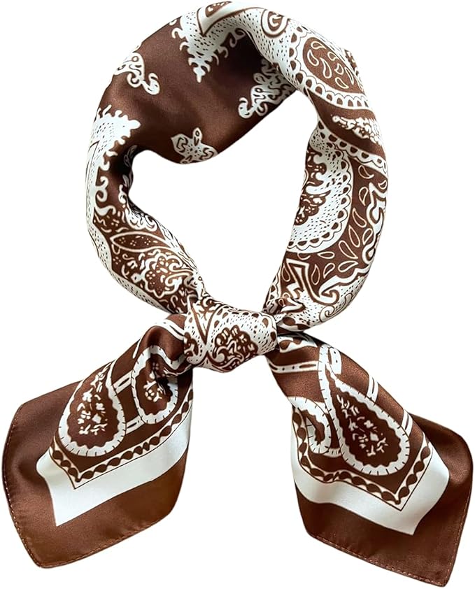 FONYVE Silk Feeling Scarf Medium Square Satin Head Scarf for Women 27.5 × 27.5 inches