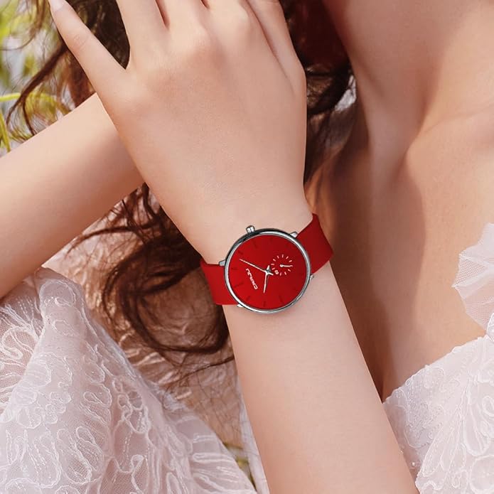 CRRJU Men’s Women Watch Casual Stylish Waterproof Quartz Unisex Wristwatches, Ultra Thin Watches for Men Women, Colorful Silicone Band