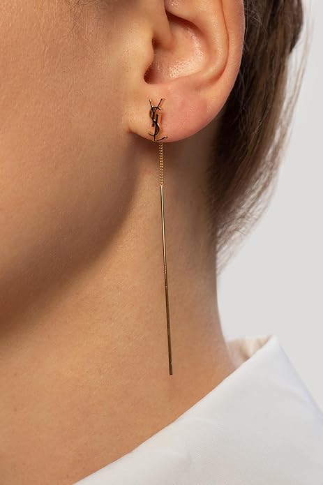 18K Gold Plated Letter Threader Earrings for Women, Dainty Long Chain Tassel Drop Earrings, Elegant Jewelry for Wedding, Party & Everyday Wear
