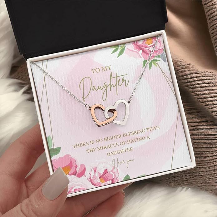 VIRAGIL To My Daughter Gift Necklace From Dad or Mom - Badass Daughter Jewelry With Heartfelt Message & Elegant Box