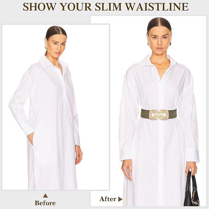 Glamorstar Women Wide Stretchy Belts Elastic Waist Belts for Dresses