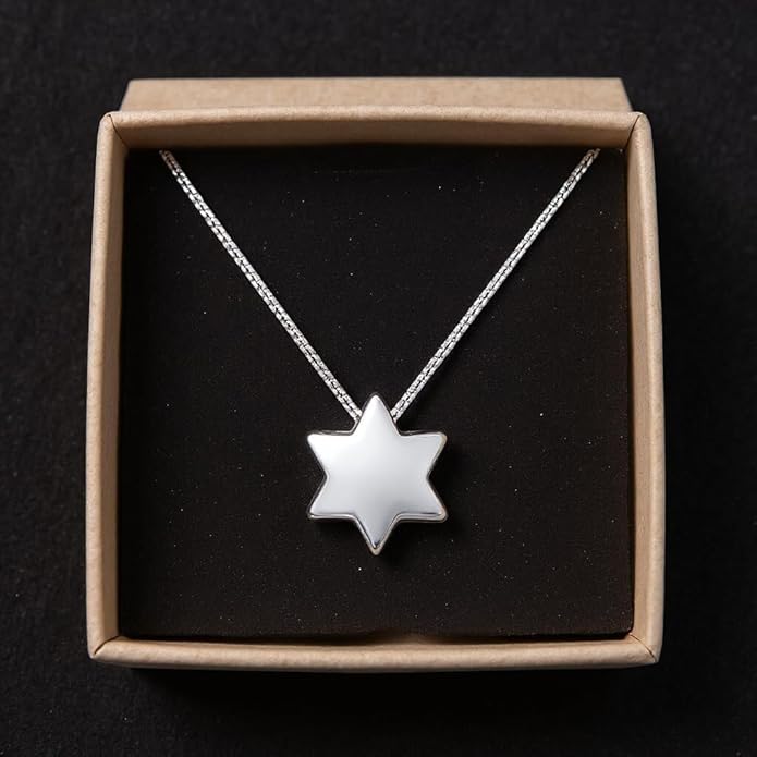 Alef Bet by Paula Solid Sterling Silver Star of David Necklace for Women | Minimalist Magen David Pendant with Hollow Center | Dainty Jewish Faith Jewelry
