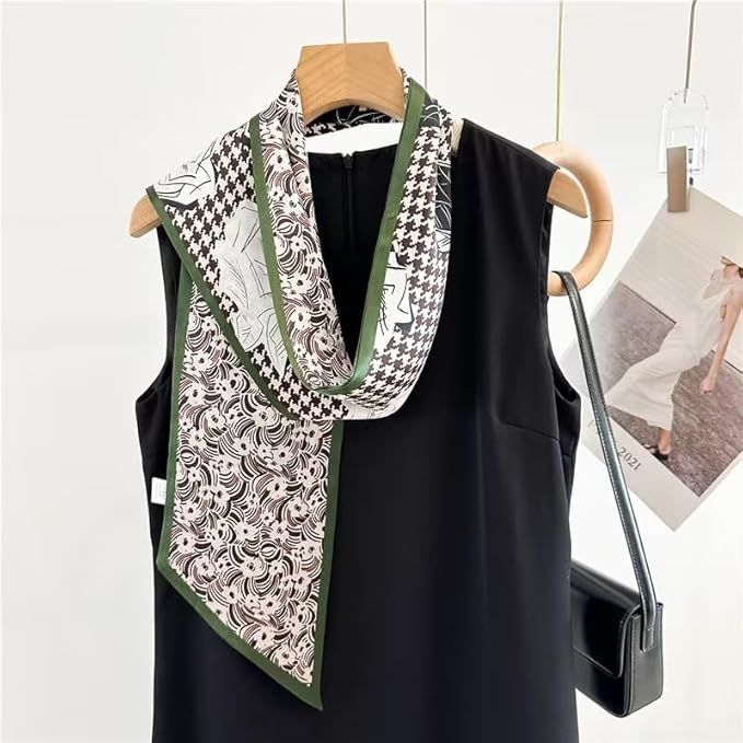 100% Mulberry Silk Ribbon Scarf for Hair Beach Head Wraps for Women Handbag accessories Necktie