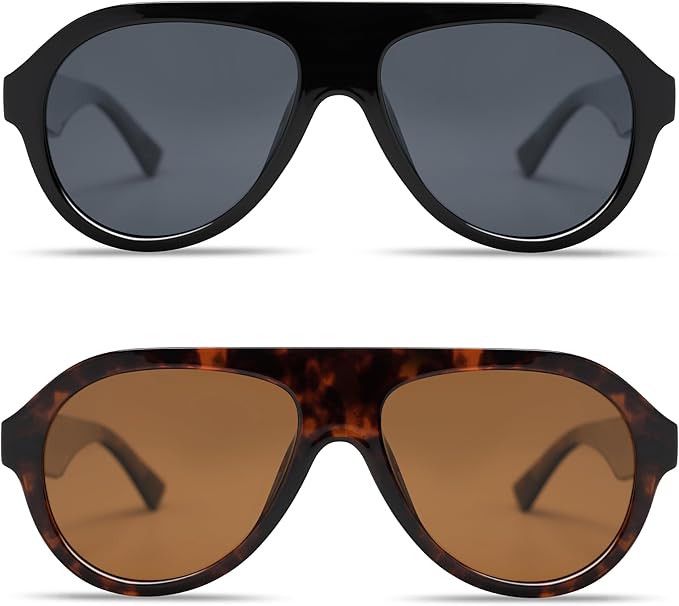 VANLINKER Retro Aviator Polarized Sunglasses for Men Women Trendy 70s Vintage Plastic Frame Sun Glasses VL9750