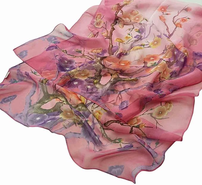 Pokeedioty Scarfs for Women Lightweight Scarves Elegant Floral Pattern Sheer Scarfs Shawls Wraps
