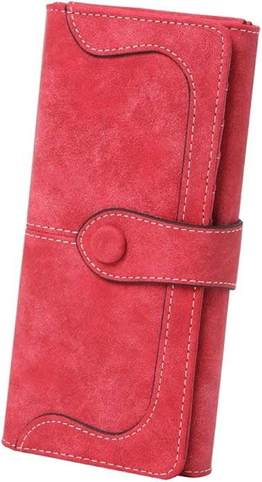 Women's Vegan Leather 17 Card Slots Card Holder Long Big Bifold Wallet