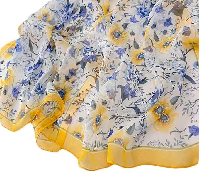 Pokeedioty Scarfs for Women Lightweight Fashion Scarves Elegant Floral Pattern Sheer Scarfs Sunscreen Shawls Wraps