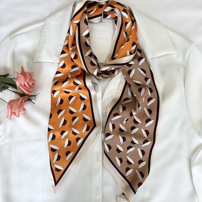 Silk Head Scarf for Hair Fashion Headwrap for Women Lightweight Neck Tie