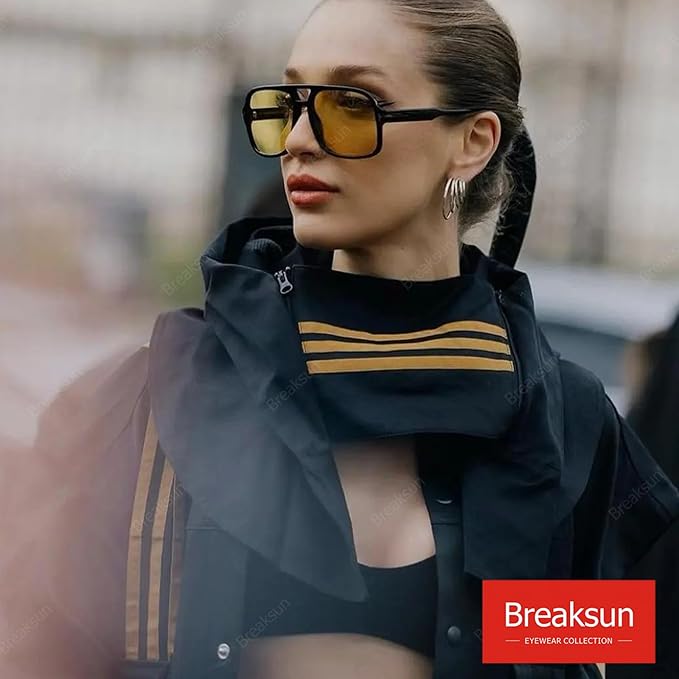 Retro Aviator Sunglasses for Women Men Trendy Classic 70s Square Aviator Sun Glasses Vintage Shades