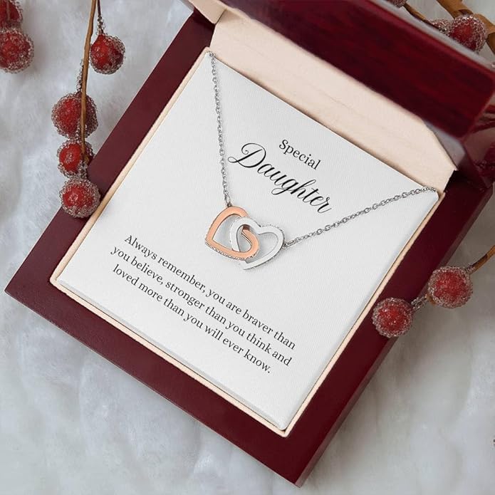 VIRAGIL To My Daughter Gift Necklace From Dad or Mom - Badass Daughter Jewelry With Heartfelt Message & Elegant Box