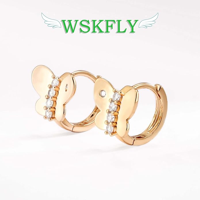 14K Gold Plated Cubic Zirconia Hoop Earrings,Three Row Diamon | Arrows | Double Row of Diamonds Huggie Earrings for Women