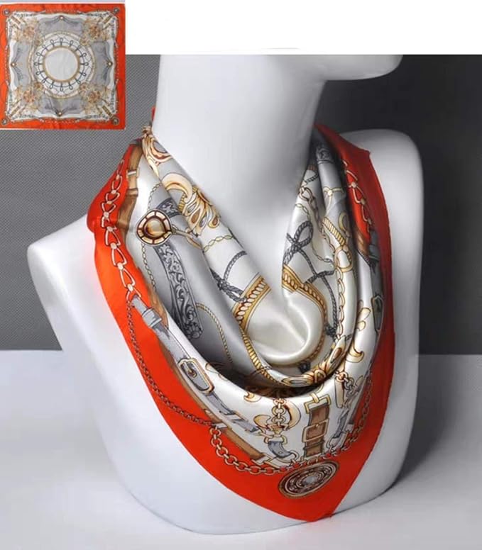 ANDANTINO 100% Real Mulberry Silk Scarf -21'' x 21''- Lightweight Neckerchief –Women Men Small Square Digital Printed Scarves