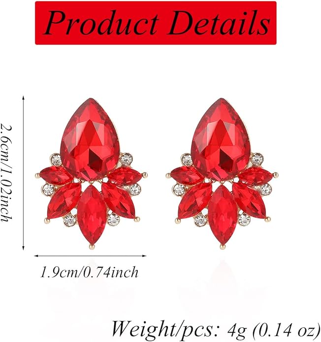 Vintage Rhinestone Earrings Fancy Crystal Cluster Drop Earrings Art Deco Earrings for Women
