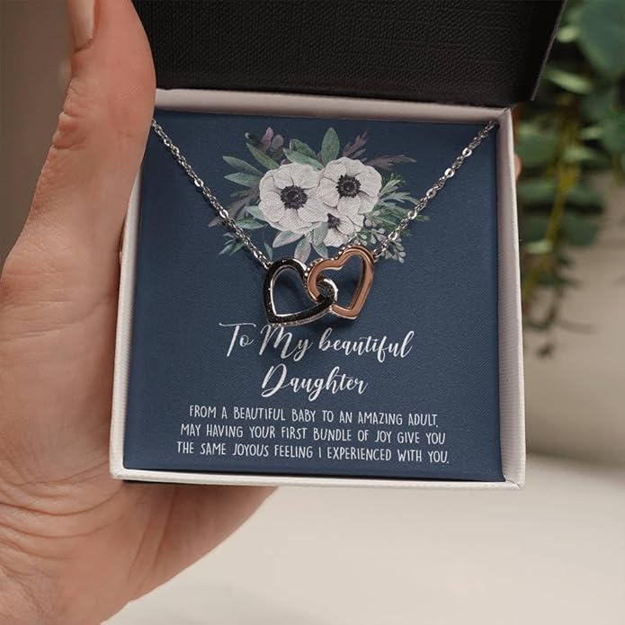 VIRAGIL To My Daughter Gift Necklace From Dad or Mom - Badass Daughter Jewelry With Heartfelt Message & Elegant Box