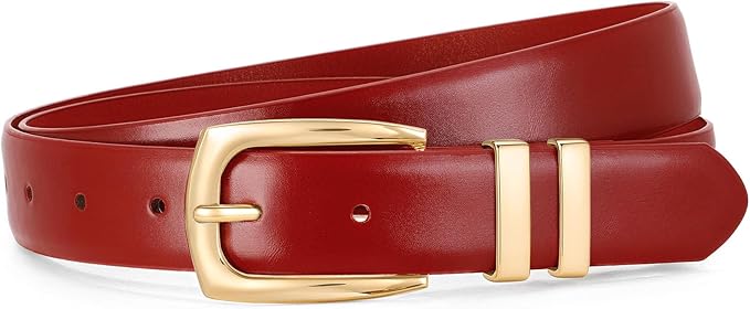 WHIPPY Women's Leather Belts for Jeans Pants Fashion Ladies Belt Gold Buckle Belts for Women