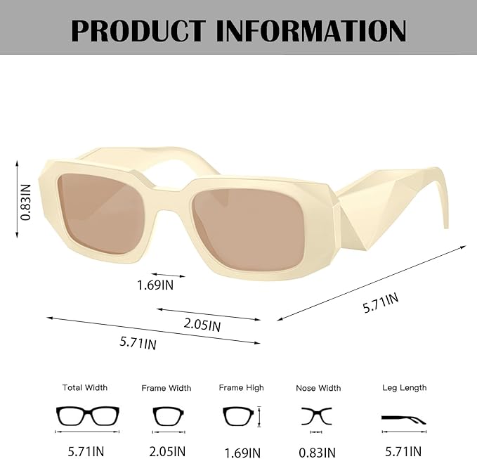 BUTABY Trendy Rectangle Sunglasses for Women Men Retro Sun Glasses Vintage Fashion Square Frame