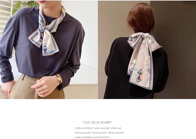 Livrerpi Silk Feeling Head Scarf Fashion Satin Hair Scarf Square Long Scarves for Women Gifts