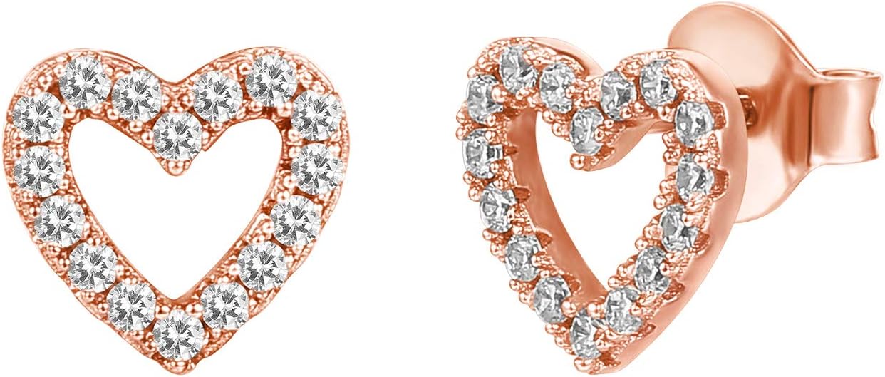 PAVOI 14K Gold Plated 925 Sterling Silver Stud Earrings for Women | Dainty Geometrical Bar Triangle Heart Earrings
