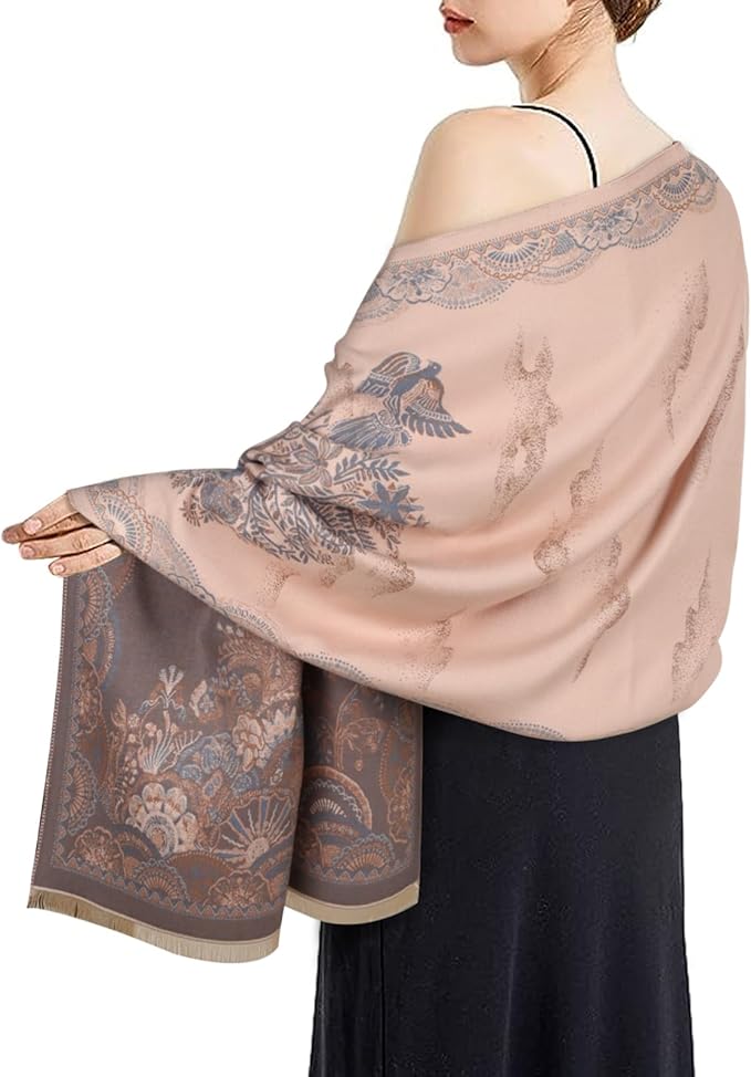 EXTREE Scarfs for Women Pashmina Silky Shawl Wrap for Evening Dressing Blanket Open Front Poncho Cape