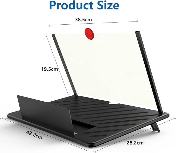 20" Screen Magnifier for Cell Phone, Mobile Phone 3D HD Magnifying Projector Screen Enlarger for Movies, Videos and Gaming, Foldable Phone Stand with Screen Amplifier,Compatible with All Phones