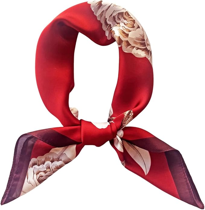 FONYVE Silk Feeling Scarf Medium Square Satin Head Scarf for Women 27.5 × 27.5 inches
