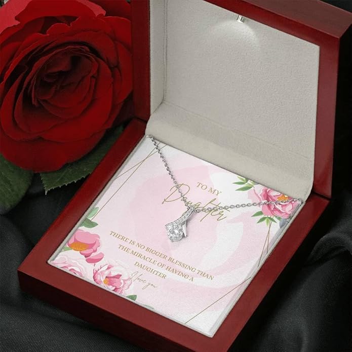 VIRAGIL To My Daughter Gift Necklace From Dad or Mom - Badass Daughter Jewelry With Heartfelt Message & Elegant Box