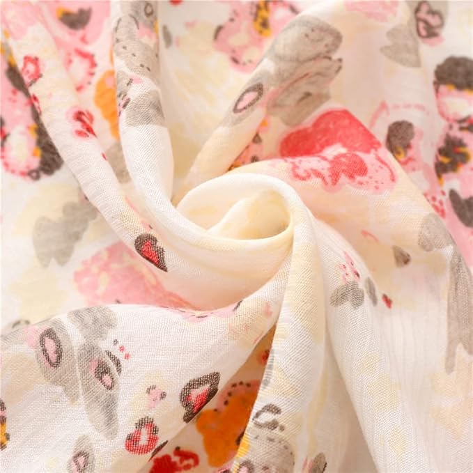 Yeieeo Boho Scarf for Women Lightweight Floral Printed Scarf Fall Winter Fashion Fringed Shawl