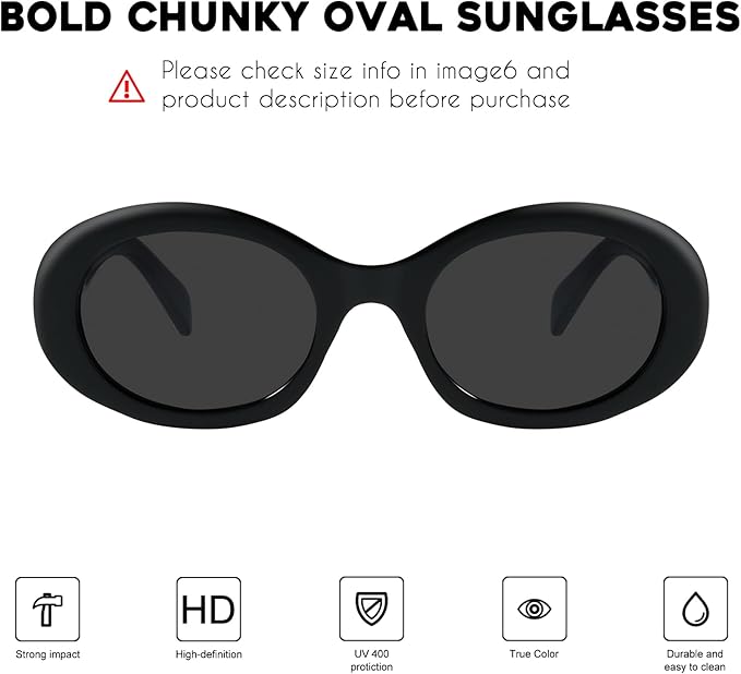 mosanana Oval Retro Trendy Sunglasses for Women 90s Style MS52371