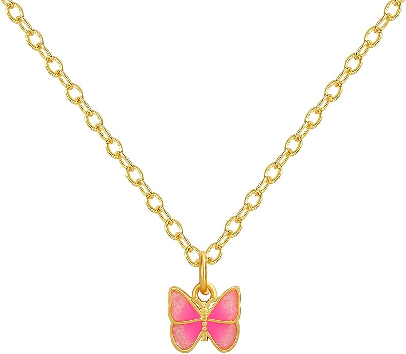 Dainty 18K Gold Plated Butterfly Necklaces Cute Gold Necklace for Women Simple Choker Jewelry for Women Trendy Jewelry Gifts