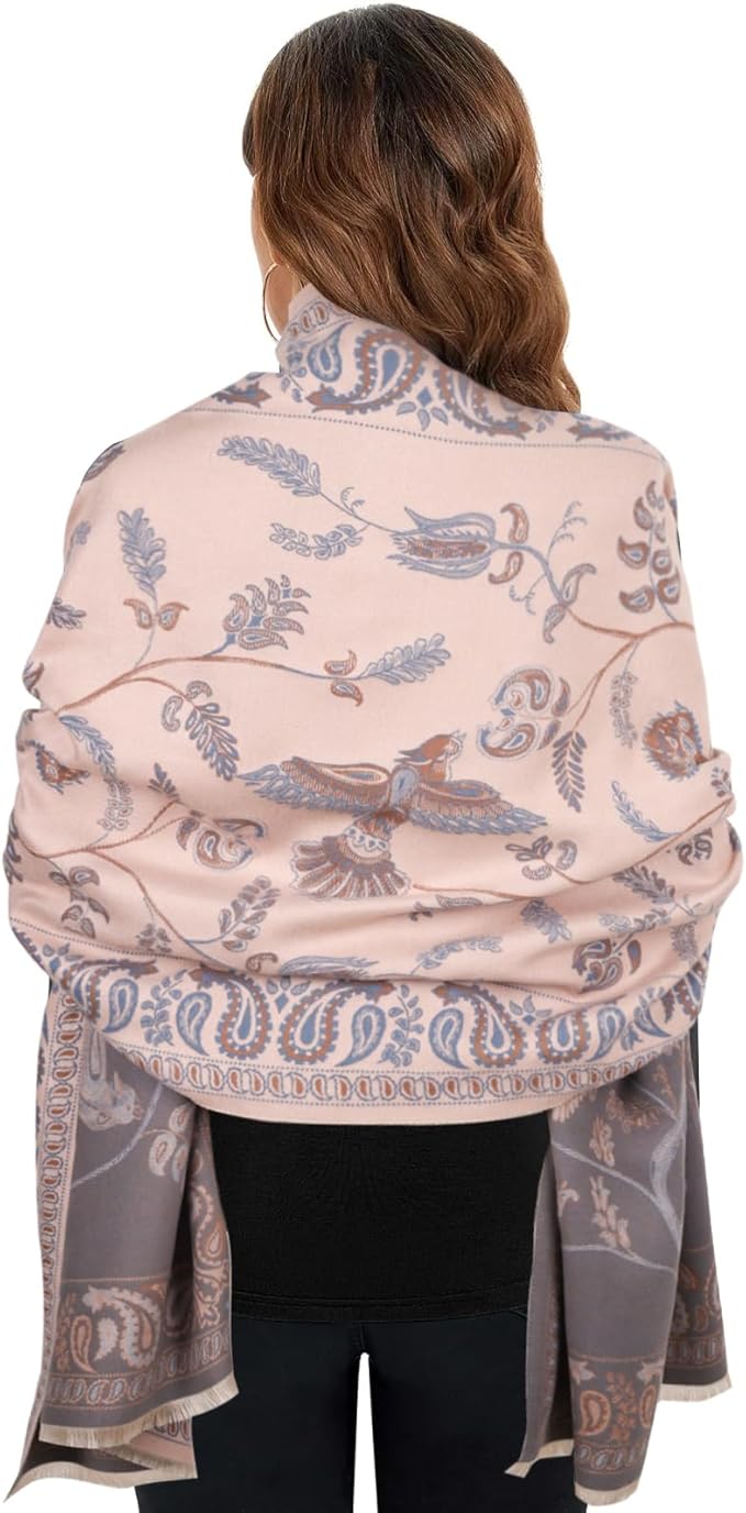 EXTREE Scarfs for Women Pashmina Silky Shawl Wrap for Evening Dressing Blanket Open Front Poncho Cape