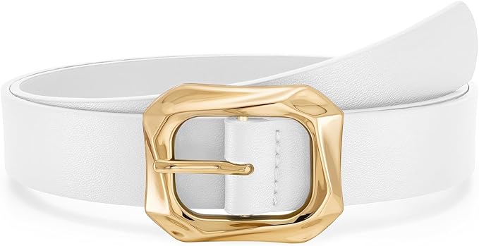 WHIPPY Women's Leather Belts with Gold Buckle Casual Fashion Ladies Waist Belts for Jeans Pants Dresses